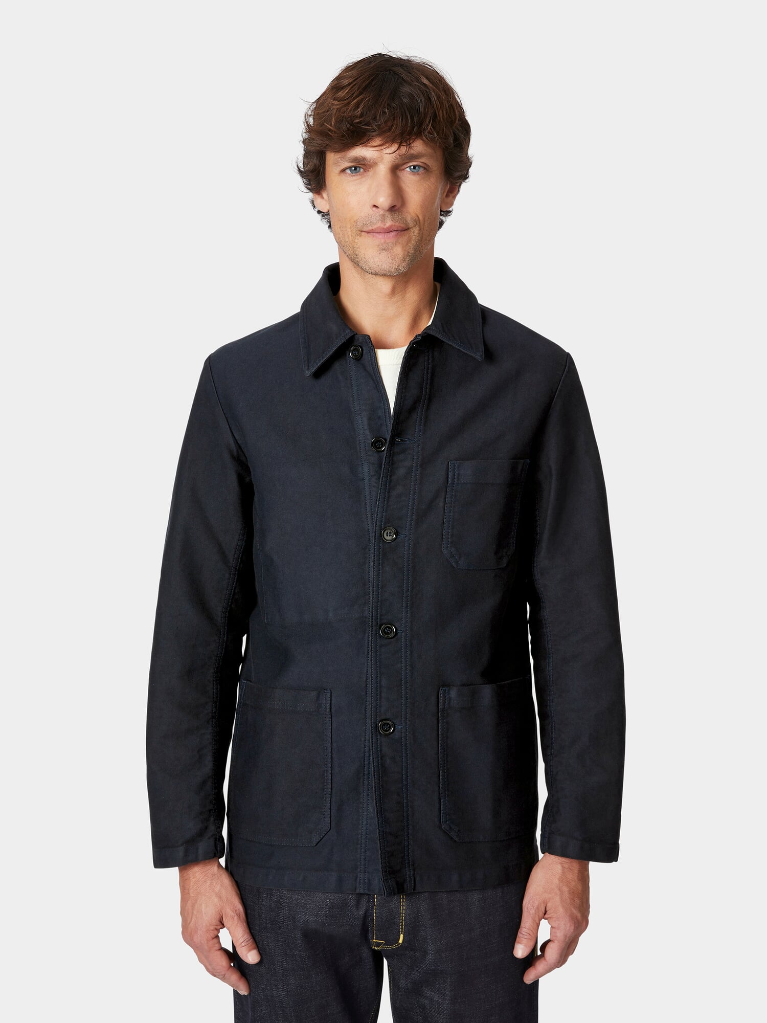 Mens jacket moleskin, Night blue | Manufactum